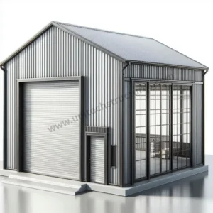 Custom warehouse shed designed by Unitech Structural Works, featuring flexible dimensions and modern design.